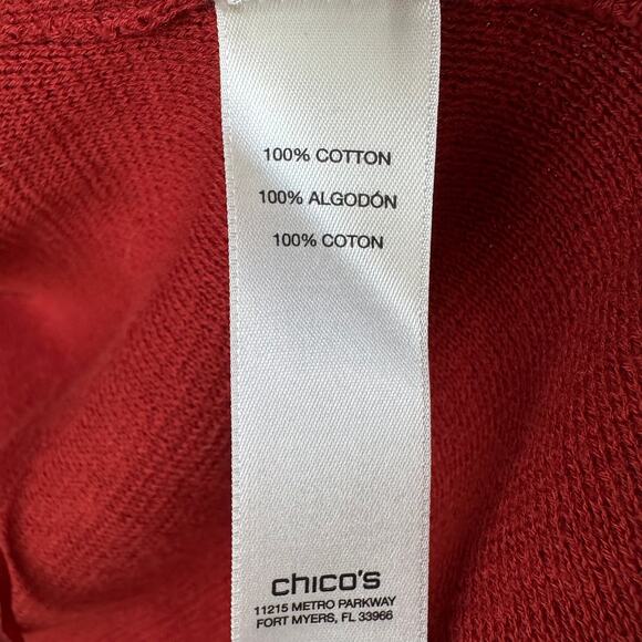 Chico’s Rust Ruffle Cardigan Sweater M Soft Cottagecore Feminine Fall Layer - Picture 6 of 7